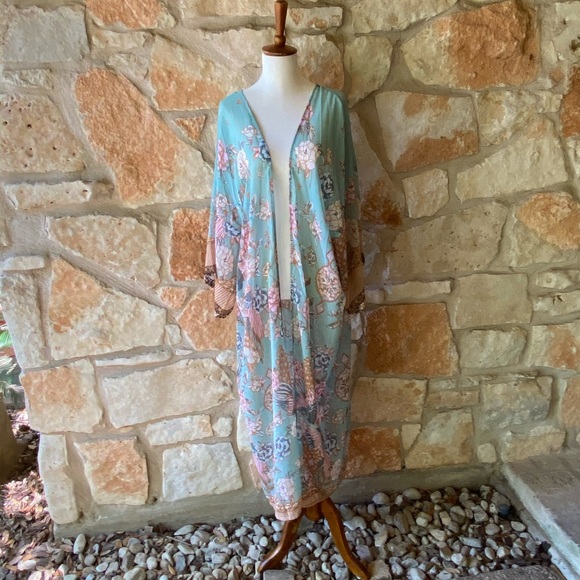 The Jade Floral Kimono Duster - Picture 5 of 7